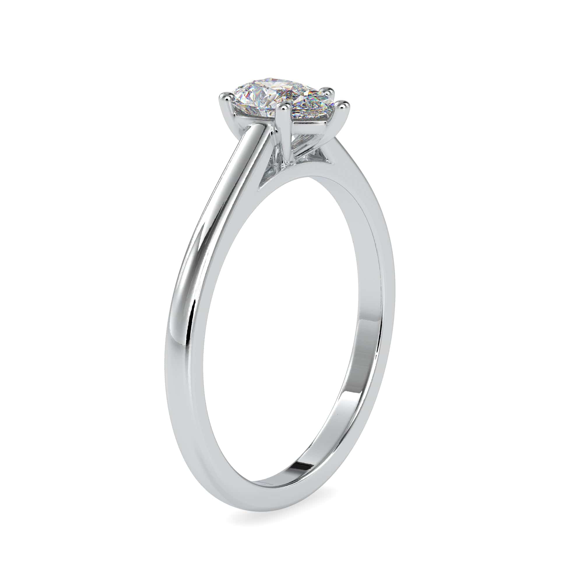 14K Claw-Prong Basket Cathedral Solitaire Engagement Ring